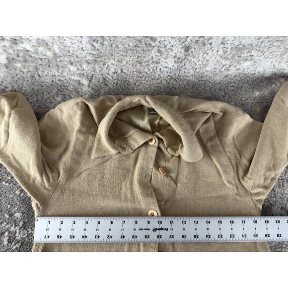 Nordstrom Petite Size SP Linen Blend Casual Button Top Collar Long Sleeve Beige - Picture 4 of 8